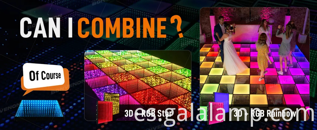 Luces de la pista de baile RGB Infinity Mirror con vidrio de efecto 3D